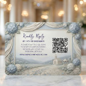 QR code Blue Hydrangea Vintage Chapel Wedding 出欠カード