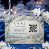 QR code Blue Hydrangea Vintage Chapel Wedding 出欠カード