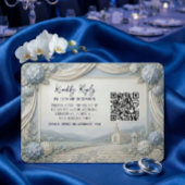 QR code Blue Hydrangea Vintage Chapel Wedding 出欠カード