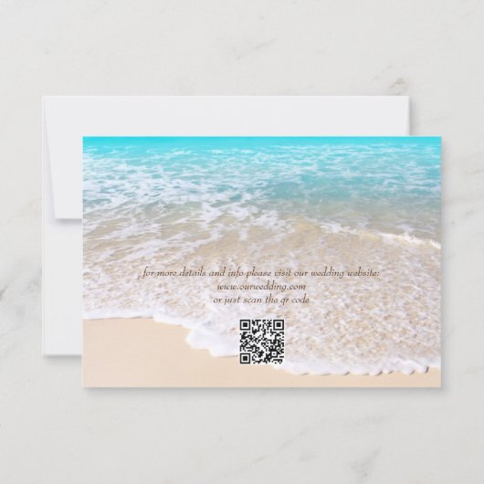 QR Code Blue Ocean Waves Tropical Beach Wedding セーブザデート (裏面)