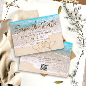 QR Code Blue Ocean Waves Tropical Beach Wedding セーブザデート