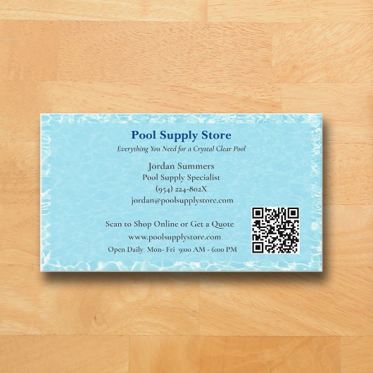 QR Code Blue Swimming Pool Water Pool Contractor   名刺
