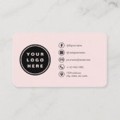 QR Code Blush Pink Photo 名刺 (裏面)