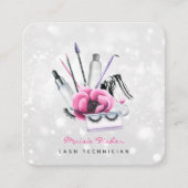 QR Code Bokeh Lash Technician, Eyelashes QR Code スクエア名刺 (正面)