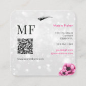 QR Code Bokeh Lash Technician, Eyelashes QR Code スクエア名刺 (裏面)