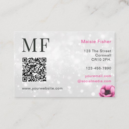 QR Code Bokeh Lash Technician, Eyelashes QR Code 名刺 (裏面)