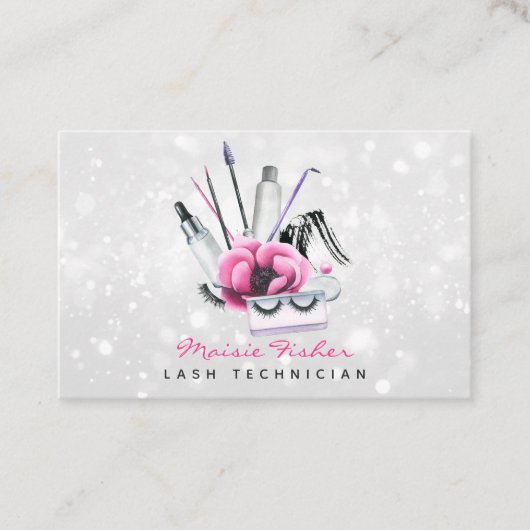 QR Code Bokeh Lash Technician, Eyelashes QR Code 名刺 (正面)