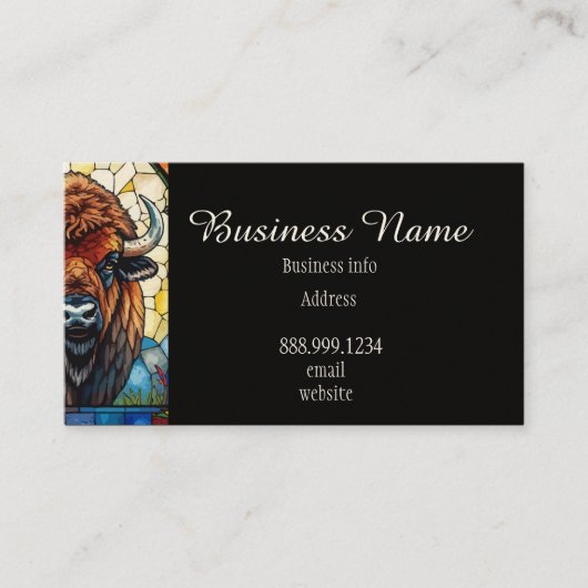 QR Code Bold Bison Buffalo Animal Nature Art 名刺 (正面)