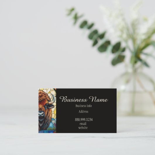 QR Code Bold Bison Buffalo Animal Nature Art 名刺 (スタンド正面)