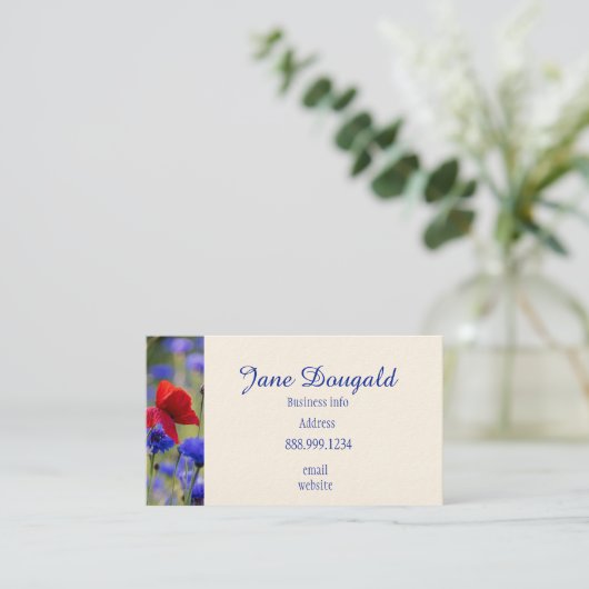 QR Code Bold Floral Botanical Greenery 名刺 (スタンド正面)