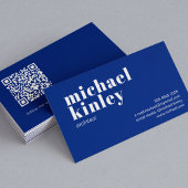 QR code bold modern minimalist professional blue 名刺