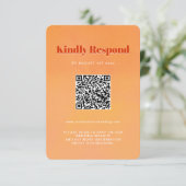 QR Code Bold Modern Orange Sunset Wedding 出欠カード (スタンド正面)