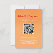 QR Code Bold Modern Orange Sunset Wedding 出欠カード (正面)