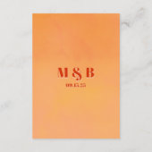 QR Code Bold Modern Orange Sunset Wedding Details エンクロージャーカード (裏面)