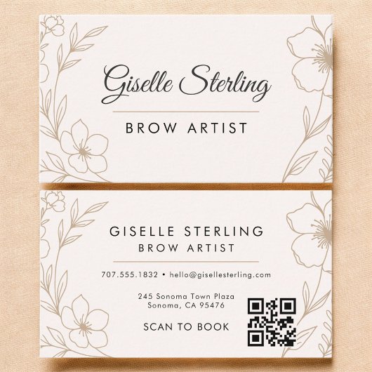 QR Code Botanical Blush Brow Artist Floral 名刺