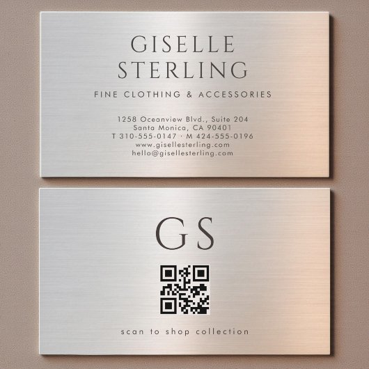QR Code Boutique Clothing Metallic Luxury  名刺