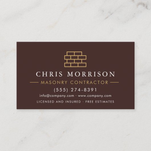 QR Code Bricklayer Brick Masonry Construction  名刺 (正面)