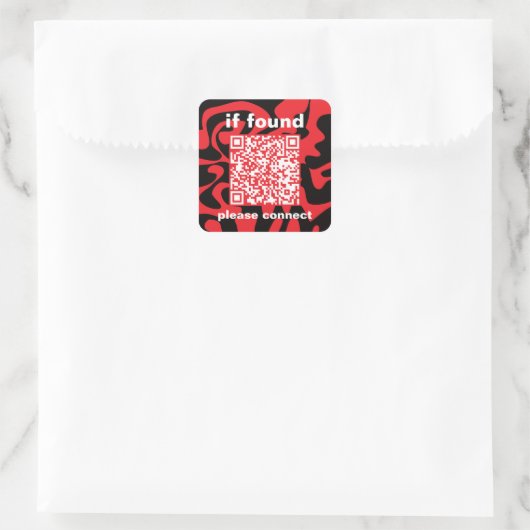 QR Code Bright Cherry Red lost found スクエアシール (バッグ)