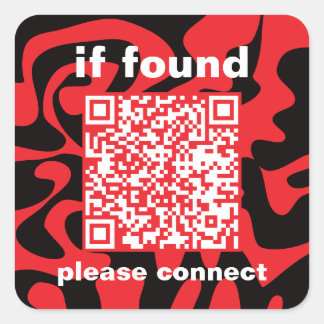 QR Code Bright Cherry Red lost found スクエアシール