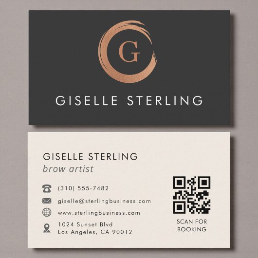 QR Code Brow Artist Modern Minimalist 名刺