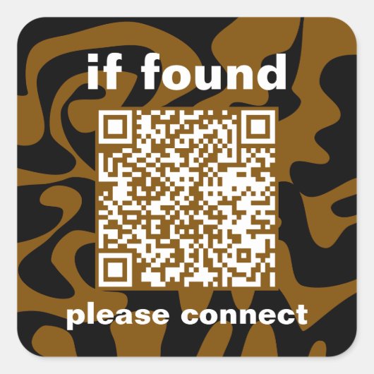 QR Code brown groovy lost found スクエアシール (正面)