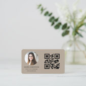 QR Code Brown Photo 名刺 (スタンド正面)