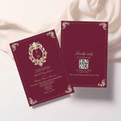 QR Code Burgundy Gold Baroque Wedding 招待状