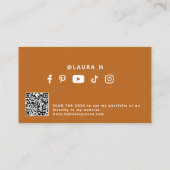 QR code burnt orange modern beauty influencer  名刺 (裏面)