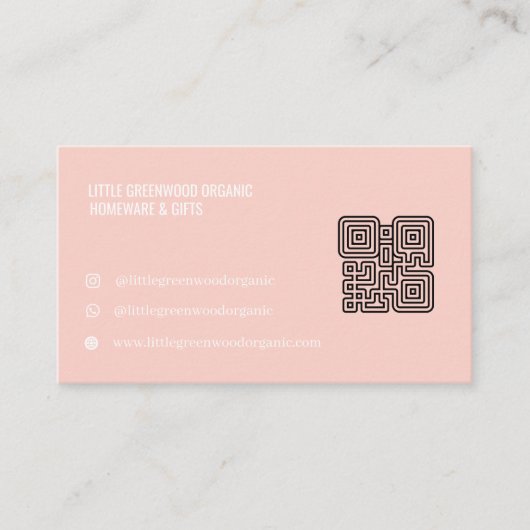 QR Code Business Card | Modern Feminine Pink 名刺 (正面)