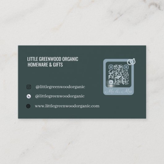 QR Code Business Card |  Modern Minimalist Green 名刺 (正面)