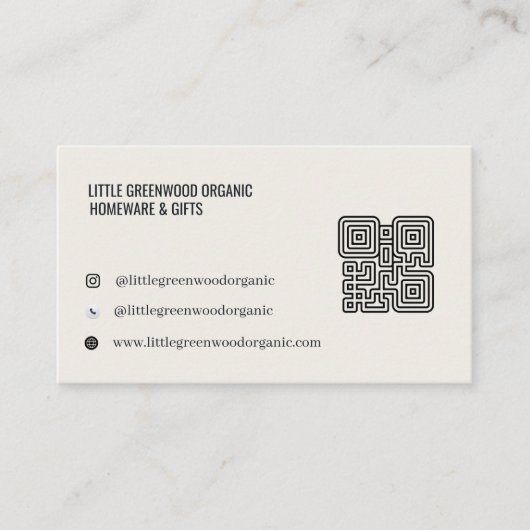 QR Code Business Card |  Modern Minimalist Neutral 名刺 (正面)