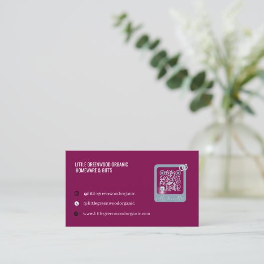 QR Code Business Card |  Modern Minimalist purple 名刺 (スタンド正面)