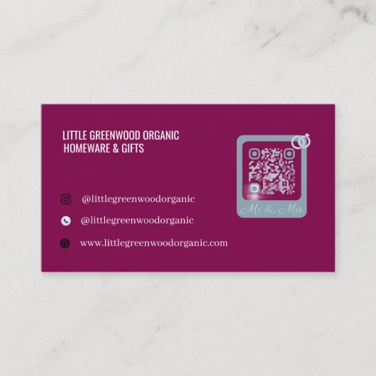 QR Code Business Card |  Modern Minimalist purple 名刺 (正面)