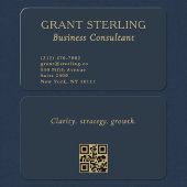 QR Code Business Consultant Navy Blue Gold 名刺