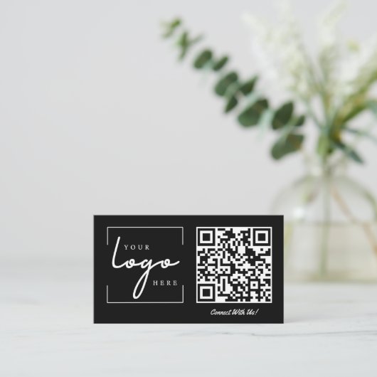 QR Code Business Logo Black Modern Professional 名刺 (スタンド正面)