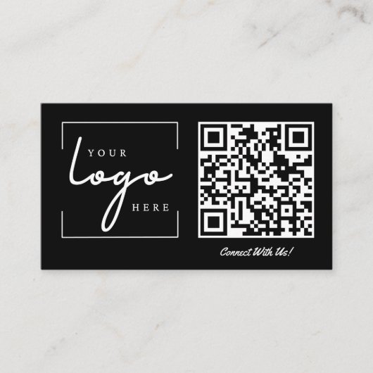 QR Code Business Logo Black Modern Professional 名刺 (正面)