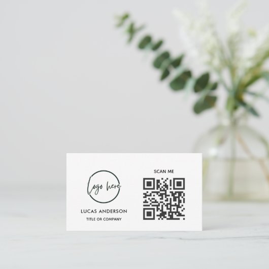 QR Code Business Logo | Black Modern Professional  名刺 (スタンド正面)