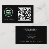 QR Code Business Logo | Black Modern Professional  名刺 (正面/裏面)