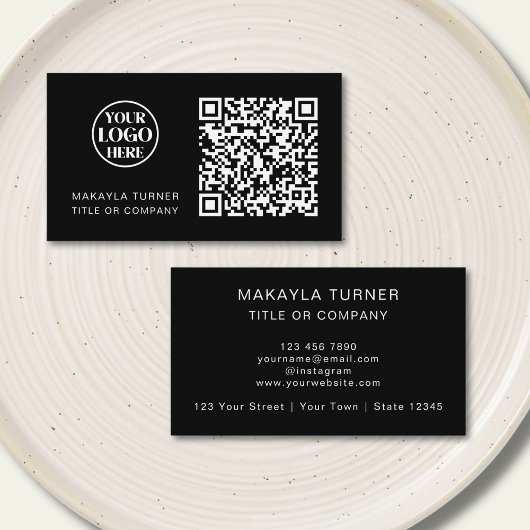 QR Code Business Logo Black Professional Modern 名刺