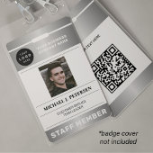 QR code business logo employee photo silver ID バッジ