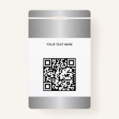 QR code business logo employee photo silver ID バッジ (裏面)