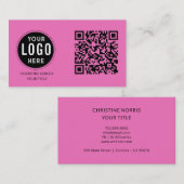 QR Code Business Logo | Modern Hot Pink 名刺 (正面/裏面)