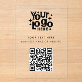 QR Code Business Logo Modern Minimalist Branded アクリル招待状 (正面)