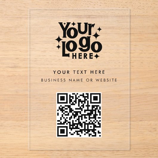 QR Code Business Logo Modern Minimalist Branded アクリル招待状 (正面)