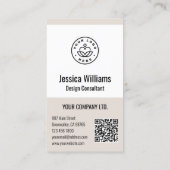QR Code Business Logo Modern Professional Beige 名刺 (裏面)
