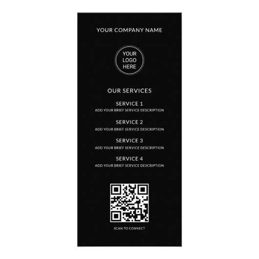 QR Code Business Logo Modern Professional Black ラックカード (正面)