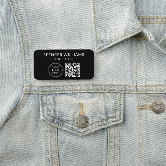 QR Code Business Logo Modern Professional Black 名札 (インサイチュ)