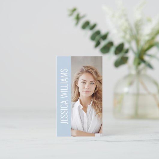 QR Code Business Logo Modern Professional Blue 名刺 (スタンド正面)