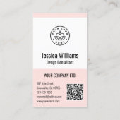 QR Code Business Logo Modern Professional Blush 名刺 (裏面)