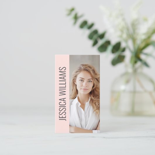 QR Code Business Logo Modern Professional Blush 名刺 (スタンド正面)